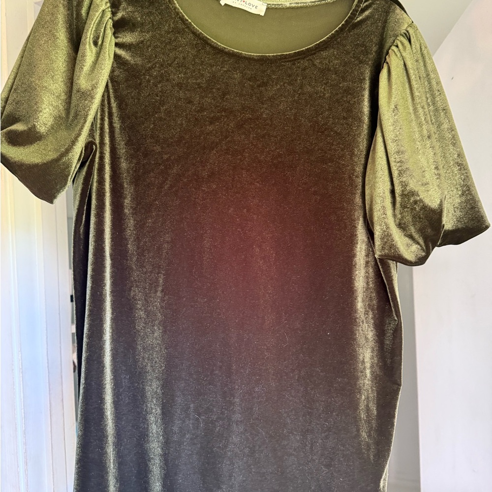 Elegant Velvet Top in Olive Green